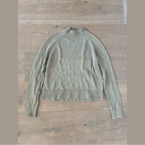 everlane beige high neck long sleeve top
